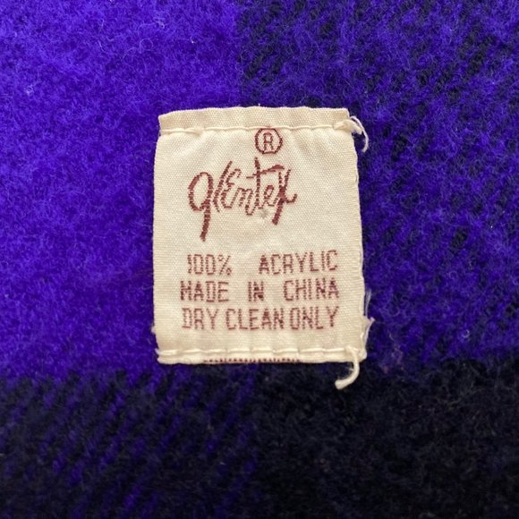 2 Vintage 90s Plaid Scarves Scarf Hentex Purple - Picture 2 of 2